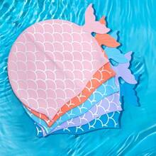1pc Fish Scale Design Cute Silicone Swimming Cap, Unisex Waterproof Silicone Swim Cap, Oversized Silicone Swimming Hat, Beach Essentials, Beach Accessories, Pool Float
