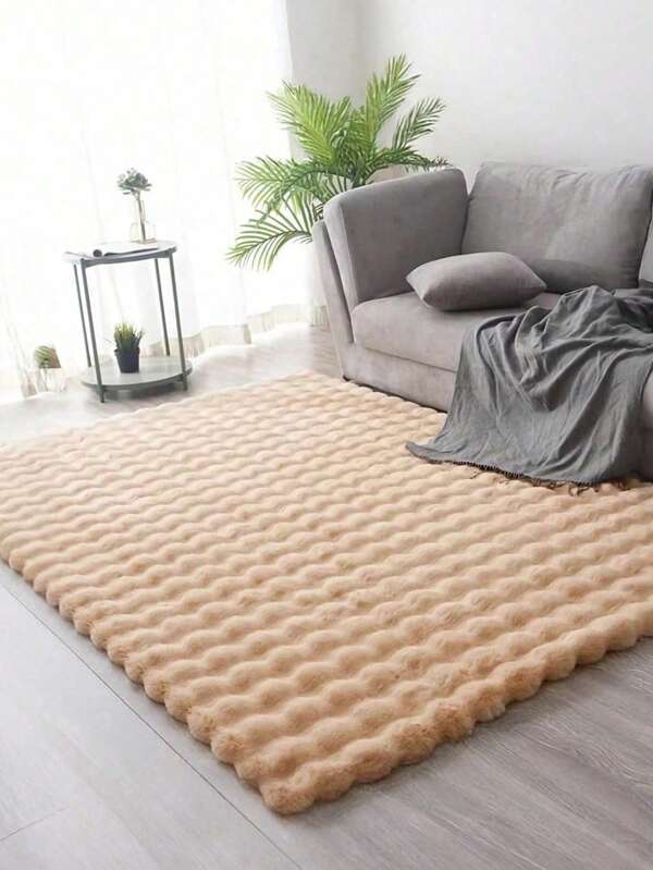 1 pieza Alfombra de felpa tipo sherpa de color camello, suave, sin desprendimiento y fácil de limpiar, apta para dormitorio, sala de estar, decoración del hogar, alfombra para sofá, mesa de centro, vestidor, área de tocador, habitación tatami, etc.