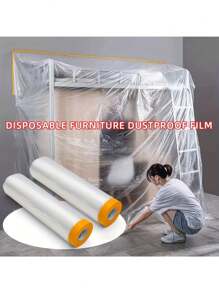 Schweres, wasserfestes und staubdichtes Kunststoffklebeband - klar, mit Klebestreifen als Kratzschutz für Möbel und Böden, geeignet für Heimdekoration, Umzüge und allgemeinen Schutz. Malerschutzfolie, selbstklebendes Plastik-Tropfband für Möbel und Wände, leicht zu entfernen, staubdicht, ideal für Malerarbeiten