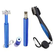 Herramienta afiladora de ranuras de palos de golf, cepillo de golf y limpiador de ranuras con mosquetón retráctil de cremallera de aluminio, afilador de ranuras de golf para cuñas e hierros, ranuras en U y V, accesorios de golf para hombres