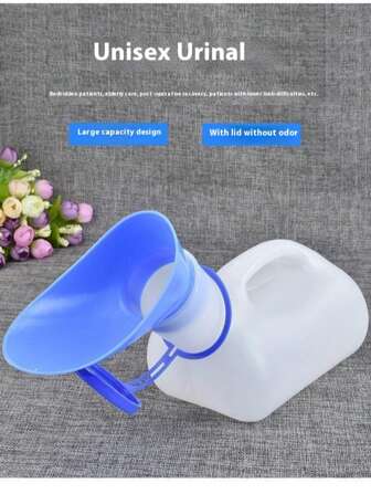 1pc Portable Urinal - Unisex Urination Device, Travel Urinal, Car Urinal, Hiking, Emergency Urination With Cover And Funnel, Suitable For Men And Women, Elderly And Outdoor Activities. Capacity: 33.8oz/1000ml/1200ml, Reusable And Disposable, For Bedridden, Incontinent, Elderly And Children, Outdoor, Car, Hospital Use.