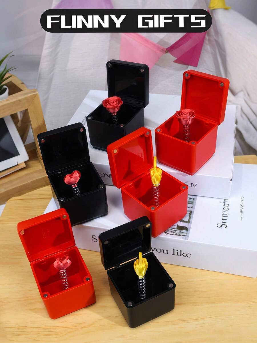 Pop-Up Middle Finger Surprise Gift Box - Prank Novelty Gag Gift For Adults, Office Desk Decor, Wedding, Birthday, Bachelorette Party, Christmas, April Fools & Holiday Pranks - Funny Practical Joke Gift For Friends, Family, Husband, Wife, Boyfriend, Girlfriend,Add Joy To The Party. - Multicolor - View 1