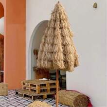Realistic Straw Parasol Sunshade Umbrella For Beach, Camping, Beach, Garden, Courtyard, Marketplace, Fake Straw Umbrella