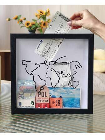 Square Ticket & Memory Display Frame - Top-Loading Travel Keepsake Organizer With 3 Sizes & Colors For Cards, Boarding Passes, Holiday Souvenirs | Durable Collectible Photo Collage Frame