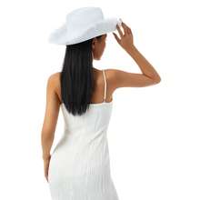 Womens Cowboy Hat, Adult Solid Color Furry Trim Wide Brim Hat Female Cap For Dating Party - White - View 3