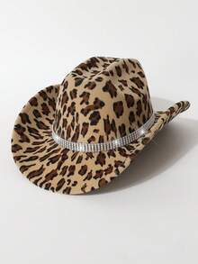 1 件女士仿皮豹纹装饰牛仔帽，时尚百搭爵士帽，适合日常装扮、西部主题活动、派对、音乐会、夜总会、春/秋季 - 禮帽 - 查看 4