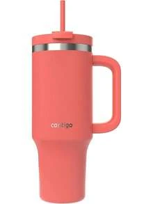 Vaso de acero inoxidable, con popote, a prueba de fugas, frío durante 29 horas - Coral - Ver 2