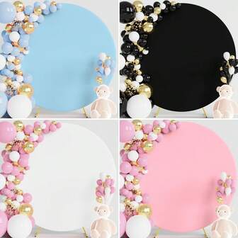 1 件 6.6 英尺（约 2 米）白色、粉色、黑色、浅蓝色圆形背景罩圆形拱门罩带扣聚酯纤维适合圆形气球拱门罩适合婚礼生日派对装饰