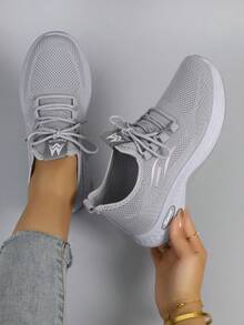 STEPREACH 女士时尚透气轻便防滑耐用休闲运动鞋，平底，适合秋季和春季，女士运动鞋 - 灰色 - 查看 3