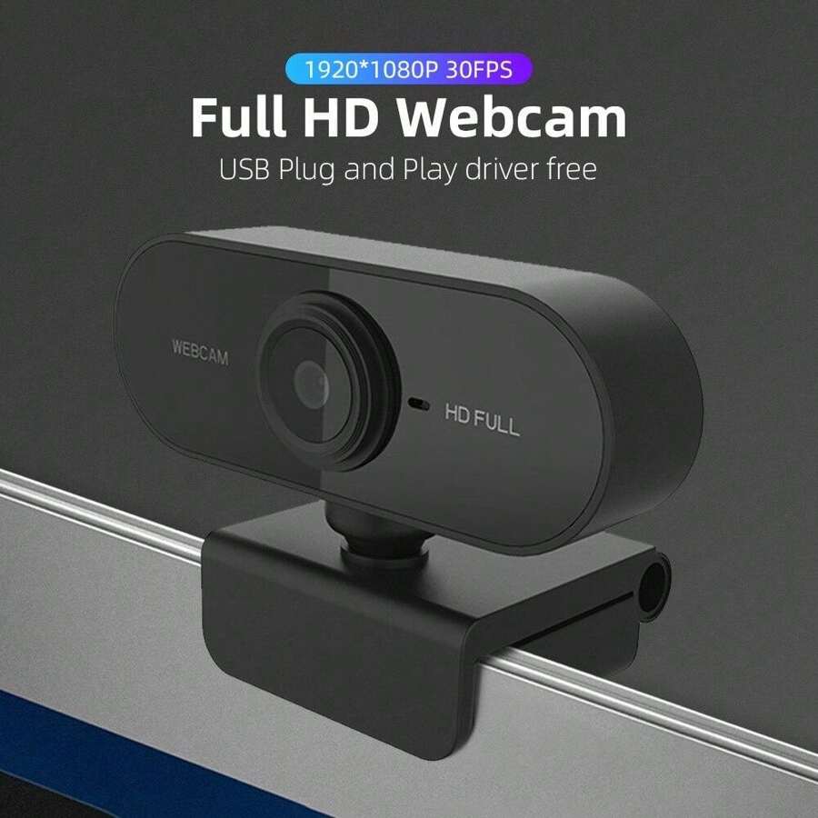 Cámara web HD de 1080P para computadora portátil de escritorio, mini cámara web USB con micrófonos, cubierta para cámara web