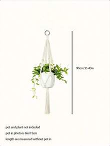 1 cái, Móc treo cây đôi Macrame trong nhà ngoài trời, Giỏ treo chậu cây 2 tầng/3 tầng có hạt, Không bao gồm chậu Trang trí phòng Trang trí phòng ngủ Trang trí nhà Trang trí tường - Màu be - Xem 4