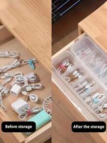1PC Transparent Storage Box, Simple Storage Bag, Long Strip Organizer Case For Digital U Disk, Charger, Earphone, Mobile Phone Accessories, Data Cable, Charger, Desktop Storage & Organizer Box For Home, Office. School Supplies,Back To School