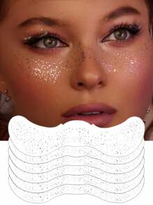 3 Sheets Glitter Freckles Sparkle Freckles For Women Glitter Freckles Face Tattoo Waterproof Suitable For Dance Music Party Makeup For Halloween Party Supplies Fall Autumn,Christmas>Decoration