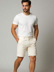 Men's 100% Cotton Denim Bermuda Shorts – Casual Mauricinho Shorts Model - 白色 - 查看 5