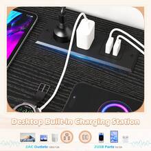 EnHomee Black Dresser TV Stand For 55'' With LED Lights & Charging Station, Dresser For Bedroom With 8 Drawer, Chest Of Drawers With Open Shelves, 6 Adjustable Feet, Hallway, Entryway, Closet