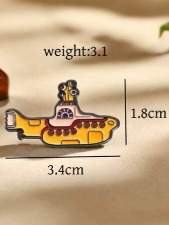 1pc Mini Elegant Yellow Submarine Enamel Brooch Pin, Alloy, Minimalist Style, Daily Accessory, Suitable For All Seasons, Decor For Backpacks, Jackets And Hats, Nice Gift For Friends