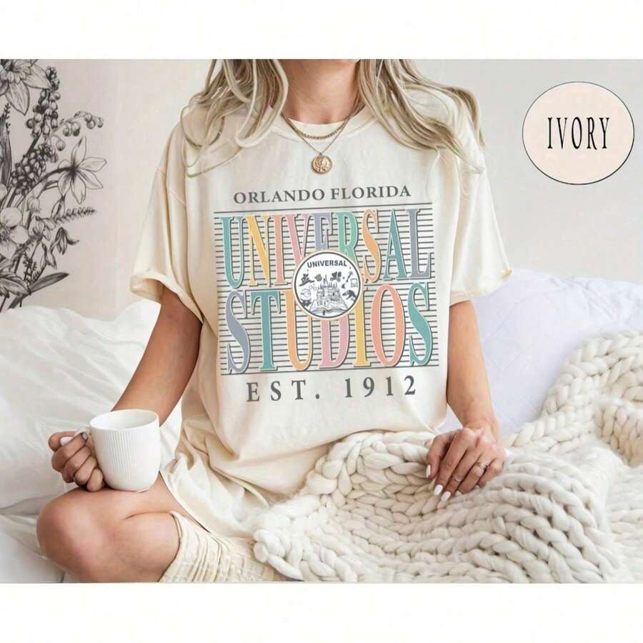 Unrsal Studios Shirt, Vintage Disney, Unrsal , Unrsal Studios Family Shirts, Disneyland - White - View 1