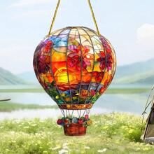 1pc Red Light Burst Hot Air Balloon Sun Catcher, Disc Pendant Ornament Wall Decoration Pendant Ornament