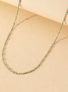 1 Stück Damen Buntes Perlen Choker Halskette, einfaches & elegantes böhmischer Stil Perlen Schmuckgeschenk