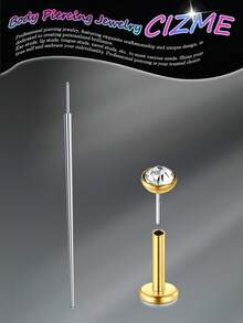 CIZME 2PCS 16G/18G/20G Threadless Push In Nose Studs Stainless Steel Labret Piercing Jewelry For Tragus Monroe Lip Helix Cartilage Earrings Studs For Women Men, Threadless Nose Studs CZ Nose Rings For Women Stainless Steel Labret Studs Lip Rings Push In Flat Back Stud Earrings CZ Nose Nostril Tragus Helix Piercing Jewelry Hypoallergenic - Gold - View 29