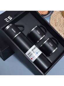 （3 件套）不锈钢真空瓶套装 - 包括盖子隔热旅行杯，容量 500 毫升，可保持饮料冷热数小时，适合户外活动、办公室、商务、水瓶、休闲