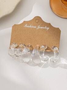 Ensemble de boucles d'oreilles transparentes en forme de larme, européennes et américaines, à la mode, populaires, polyvalentes, illuminantes