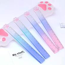 2 pezzi/3 pezzi Righello carino a forma di zampa di gatto, righello a colori degradati da 15 cm, forniture per cancelleria per studenti