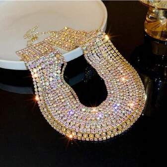 Glas Rhinestone Dekor Halsband