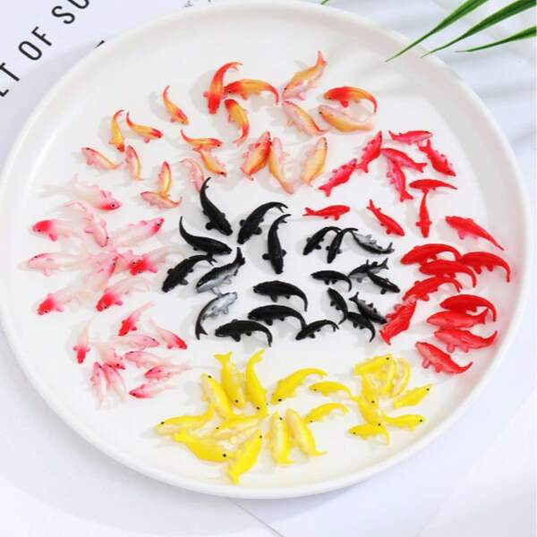 10pcs/20pcs Realistic Koi Fish Models, Multi-Colored Mini Fake Goldfish, Handmade DIY Toy For Miniature Landscape, Aquarium Decor, Bring Good Luck, Perfect Accessory For Miniature Garden, Dollhouse, Terrarium