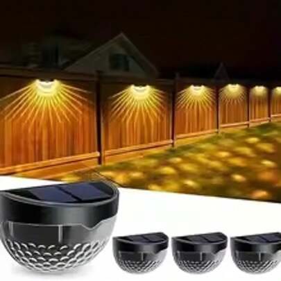 2 piezas Luces solares para exteriores, sensores de luz lámparas de pared decorativas de jardín, medialuna lámparas solares de ahorro de energía para iluminación de pared exterior, luces solares para exteriores