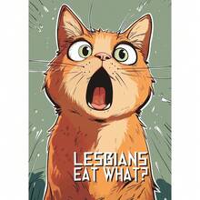1 buc / 3 buc Postere de perete cu cadru opțional / Înrămat LGBT Lesbiene Eat What Meme Cat Poster Canvas Printing Funny Meme Wall Decor Lesbiene Bar Home Wall Decor Comic Prints Decorare