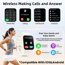 Hwagol 2025 升级版智能手表（接听/拨打电话），1.85 英寸显示屏，230mAh 电池容量，适合男性和女性，健身追踪器，多种运动模式，步数卡路里计数器，睡眠监测器，心率监测器手表，兼容 Android 和 - 白色 - 查看 6