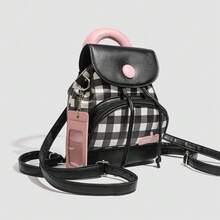 Korean Sweet Lattice Color Collision School Bag Female 2025 New Model Large Capacity Commuter Handbag School Style Small Backpack Lily Perfectly Matches Your Style Of Dress, Shows Your Beauty, And Sends The Best Holiday Birthday Gift For Yourself And Your Family