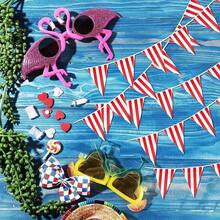 1 pieza Banderín a rayas rojas y blancas, decoración de fiesta de carnaval, circo, festival, guirnalda colgante de banderas triangulares, suministros de fiesta de cumpleaños