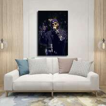 1 PC Big Sean Hip Hop Rapper Star Poster 13 - Vivid Neon Splash Art Canvas Wall Decor, High Quality Interior Art Print For Bedroom, Office, Dorm - Perfect Gift For Music Fans, Hip Hop Decor, Bedroom Artwork, Dynamic Design, Eye-Catching Visual Effect, Durable Artwork, Frameless