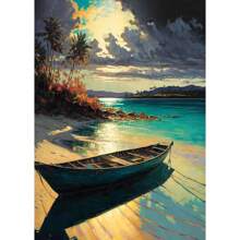 1 pieza Impresiones y carteles de arte de pared con opción de marco - Escenas naturales de viaje con vista al mar, pueblo costero, coches - Decoración de arte de lienzo para la sala de estar del hogar - Cuadros de pared - Regalos