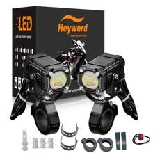 Heyword Heyword 1pc/2pcs External LED Lights For Cars And Motorcycles, Ultra-High Brightness, High And Low Beam Lights, Explosive Flashing Yellow, White, Red, And Three Color Freely Changing Flashing Lights, Off-Road Vehicle Universal Lighting Work Lights