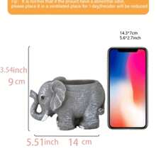 1pc Simple Outdoor Gardening Creative Succulent Planter, Elephant Shaped Resin Desktop Potted Plant Decor