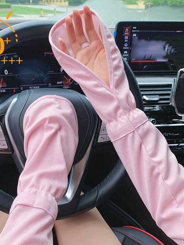 1 Pair Women's Breathable Sun Protection Gloves, UV-Blocking Horseshoe-Shaped Casual Driving Sleeves, Lightweight Quick-Drying Outdoor Gloves, Polyester