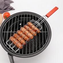 Stainless Steel Barbecue Basket - Ideal Choice For Sausages, Picnics And Camping - Essential Barbecue Accessory For Camping | Stainless Steel Material | Sturdy And Durable, Sausage Rack