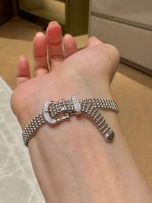 1 pieza Pulsera de banda de encaje de lujo estilo Milán, pulsera con correa de satén de diseño de nicho retro francés para mujeres
