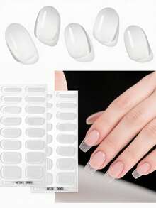 16/20/32/36/40pcs Clear Semi Cured Gel Nail Strips, Protects The Shine Of This Nail Self-Adhesive Gel Nail Full Wraps, Easy To Apply And Remove, Suitable For Ladies DIY Use Nail Art Supplies Nail Stickers Nails - Clear - View 16