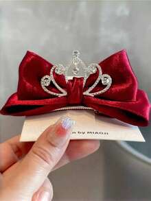 1 件女孩优雅公主风格纯色蝴蝶结和金色皇冠发夹 - 蝴蝶結髮夾 - 查看 6