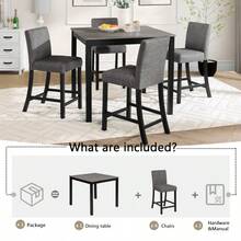 5-Piece Counter Height Table Set With 4 Chairs, Counter Height Table Set For 4 With Chairs, Wooden Counter Height  Table Set For Kitchen, Dining Room, Light Grey & Black Two Tone-7989 - Multicolor - View 6