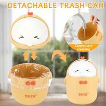 Mini Desktop Bin With Lid, Cute Cartoon Style Portable Small Table Rubbish Bin For Bedroom, Bathroom, Living Room, Kitchen Back To School