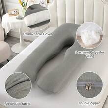 U-Shaped Multi-Functional Pregnant Woman Pillow Provides A Comfortable Sleeping Position For Those Sleeping On The Back, Abdomen And Side. - Xám - Xem 5