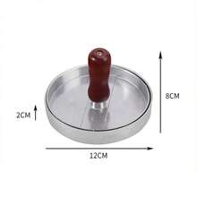 1 Set Stainless Steel Hamburger Patty Mold With Wooden Handle, Non-Stick Coating - Includes 100pcs Patty Papers - Black + 100pcs Silicone Oil Paper - View 4