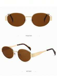 Exquisite Oval Small Frame Fashion Glasses, Metal Retro Fashion Glasses For Men And Women, Suitable For Summer Sun Protection, Beach Vacation, Outdoor Sports, Party, Self-Driving, Fishing, Cycling, Shopping And Taking Photos Accessories