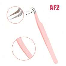 FADVAN 1 Pc Eyelash Tweezers Extension Pink Stainless Steel Superhard Tweezers With Fiber Tips High Precision Anti-Static Tweezers