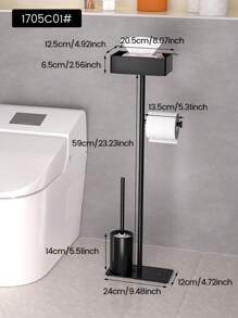 1 Pieza Soporte para pañuelos independiente con cepillo de baño y caja de almacenamiento de toallitas húmedas, Soporte para cepillo de baño, Soporte vertical para rollo de papel higiénico, Dispensador de papel higiénico sin taladro, Organizador de baño ahorra espacio, Estante moderno para papel higiénico